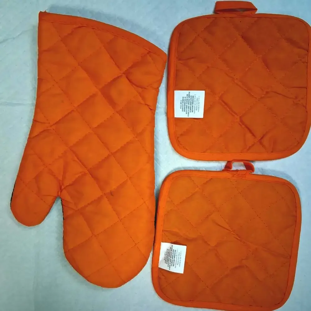 Halloween Oven Mitt and Pot Holder 3-Piece Set When Witches Go Riding Spider Web
